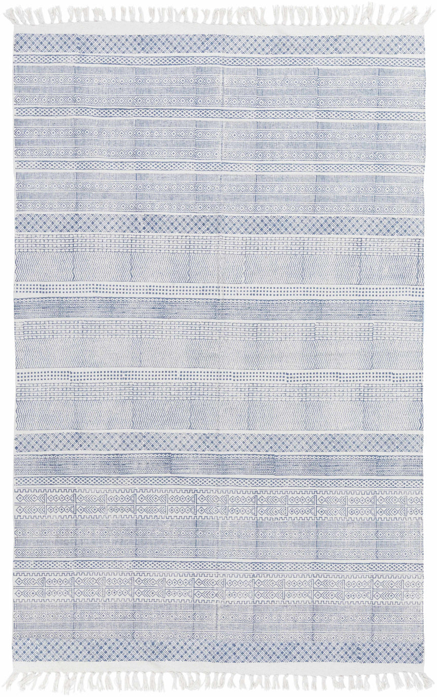 Durbin Indigo/White Cotton Flatweave Clearance Rug - Clearance