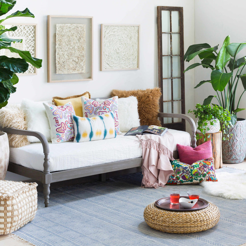 Durbin Indigo/White Cotton Flatweave Clearance Rug - Clearance