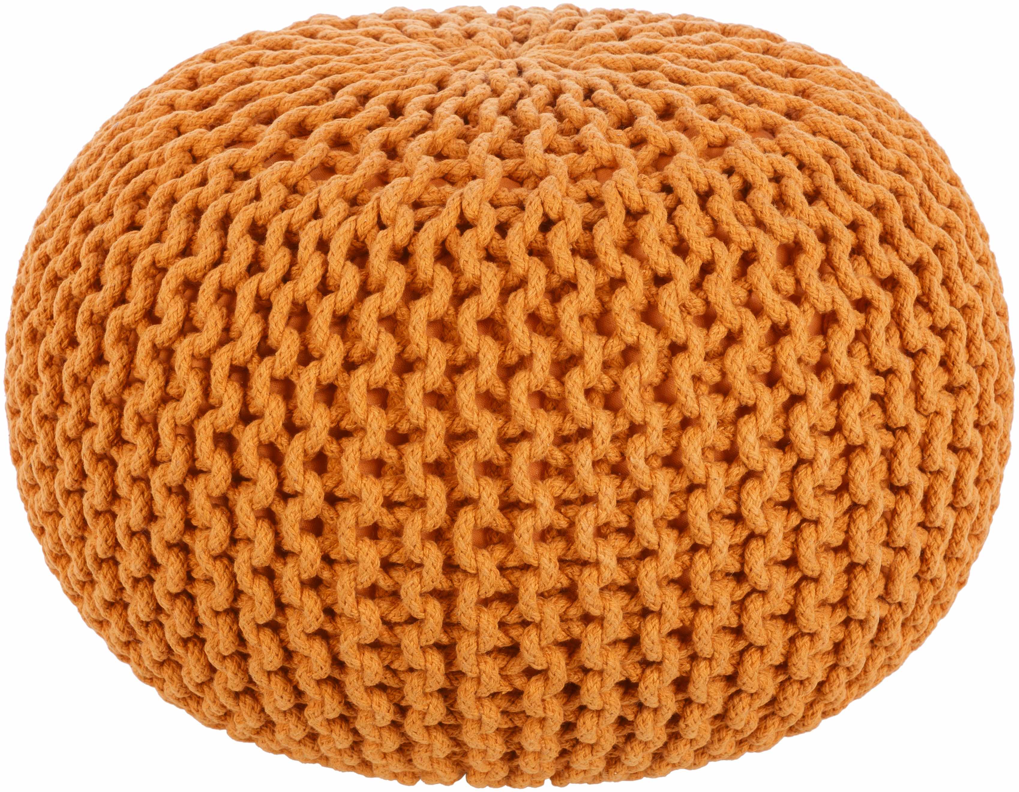 Morimondo Orange Knitted Cotton Pouf morimondo-orange-knitted-cotton-pouf