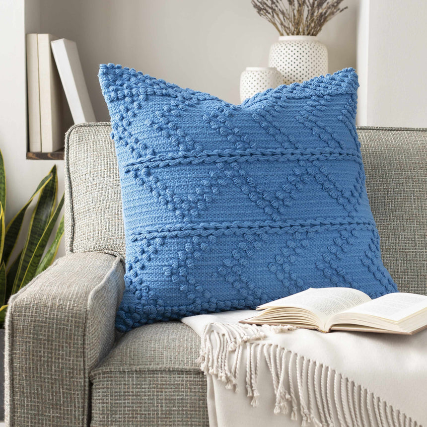 Minalin Blue Square Throw Pillow