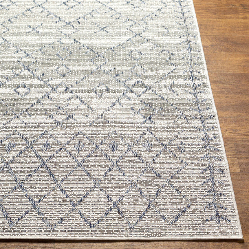 Maunawili Blue Detailed Gray Rug - Clearance