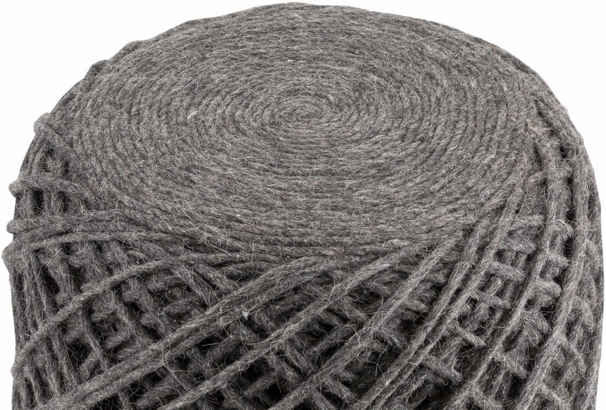 Moapa Charcoal Wool Pouf