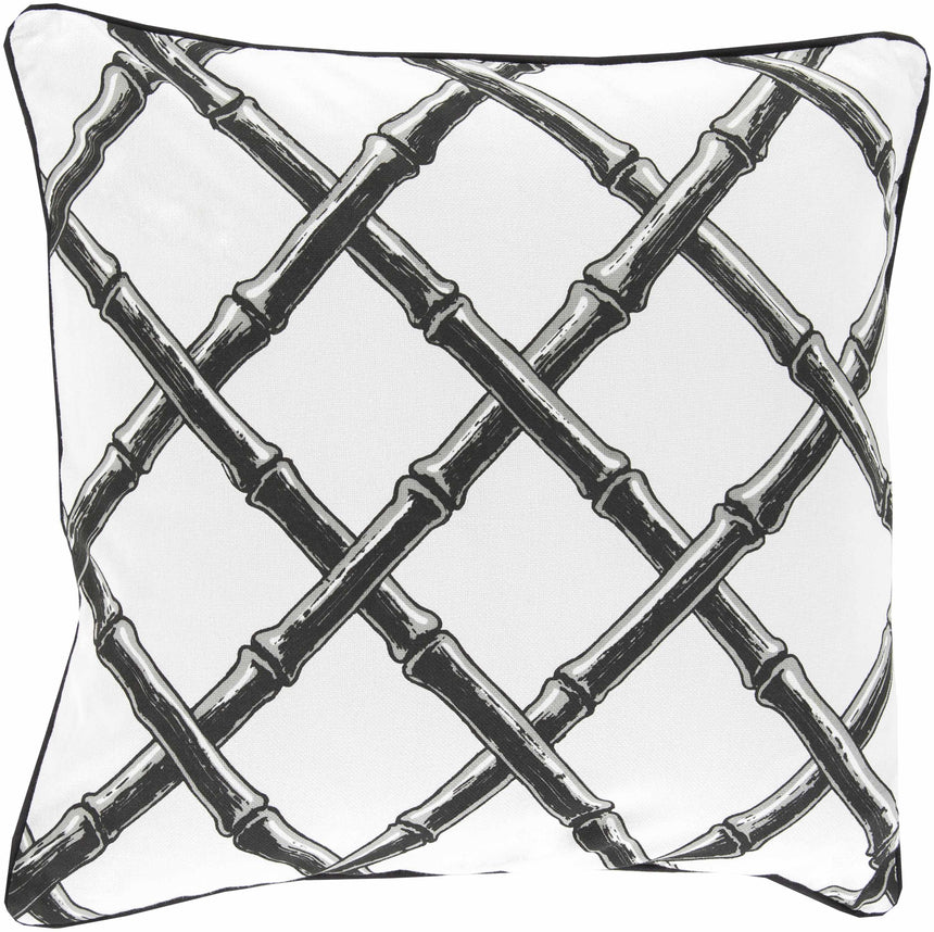 Moray Black & White Bamboo Pattern Accent Pillow - Clearance