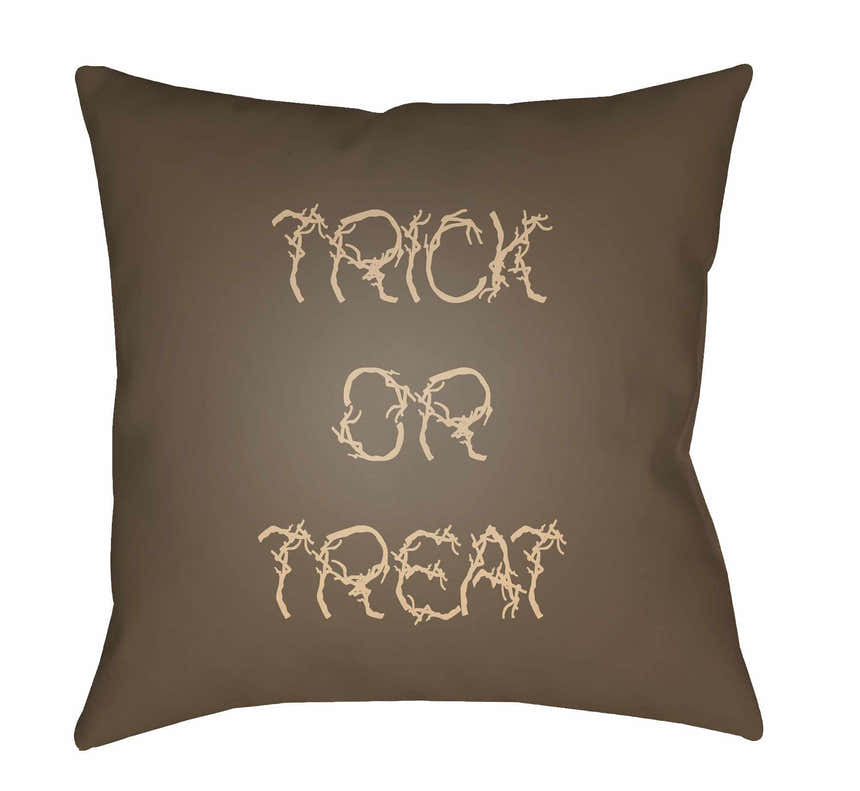 Halloween Trick or Treat Brown Outdoor Pillow