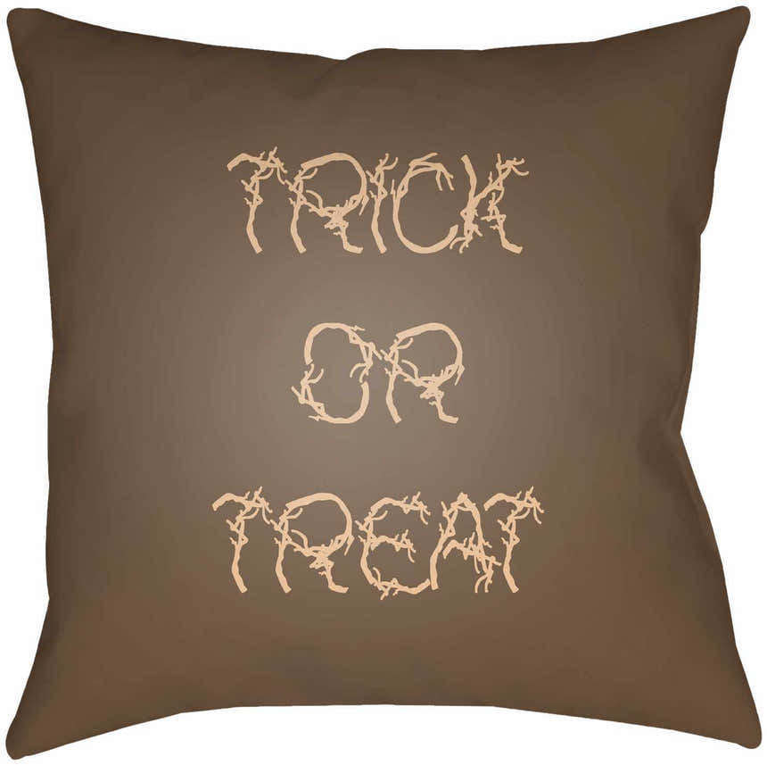 Halloween Trick or Treat Brown Outdoor Pillow