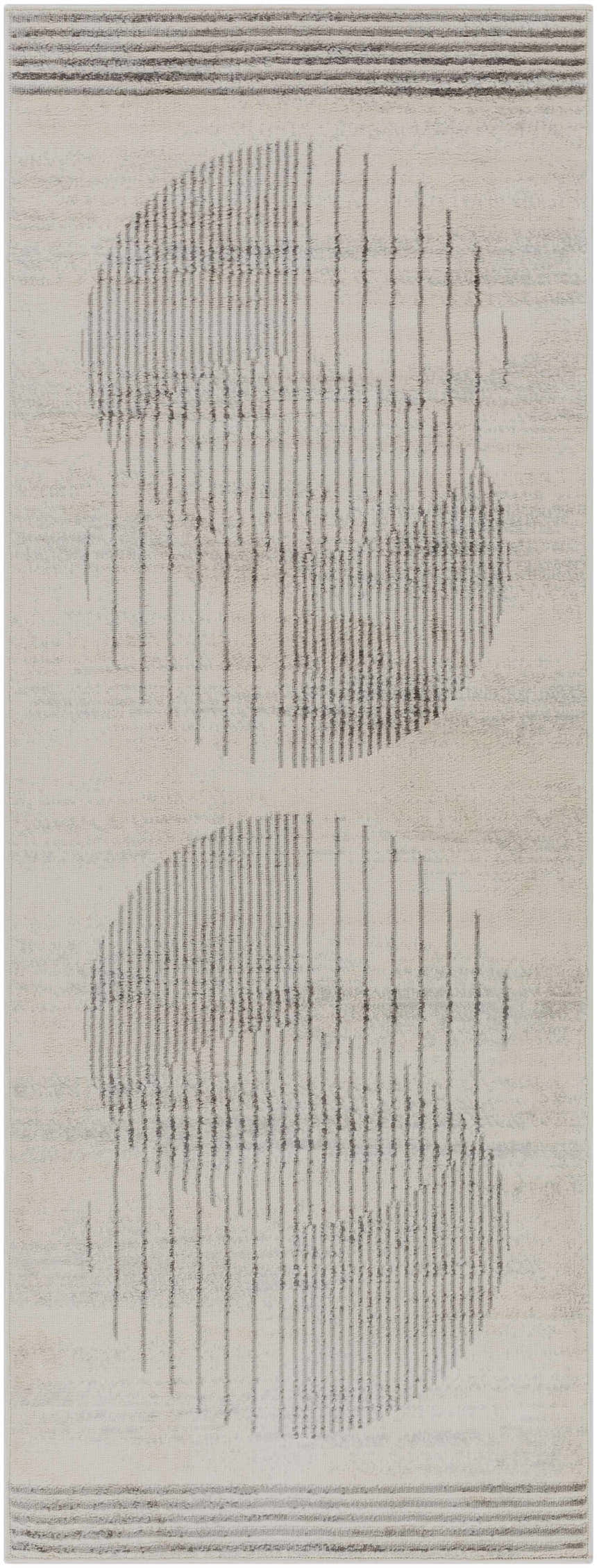 Close-up of the Amar Area Rug - Clearance, featuring a geometric design in dark gray and natural gray tones. Design-Runner-2773