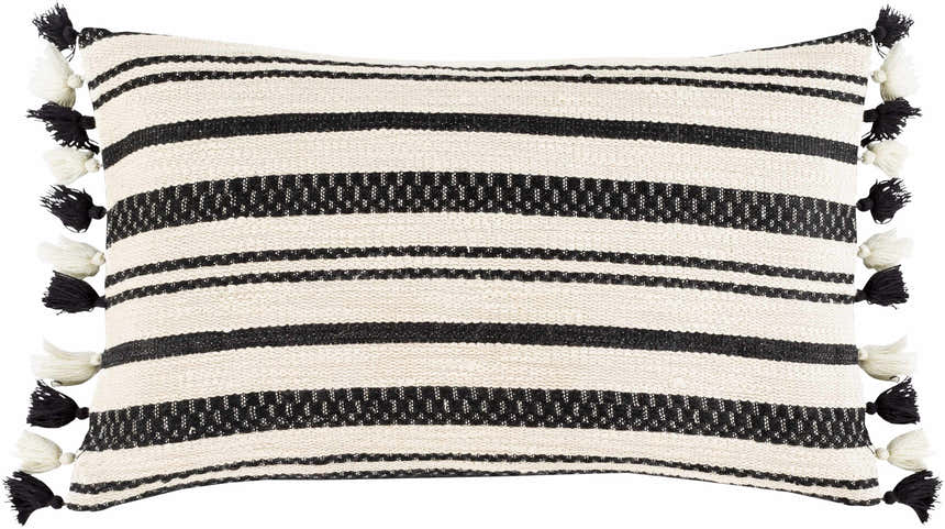 Munden Black White Striped Lumbar Pillow - Promo