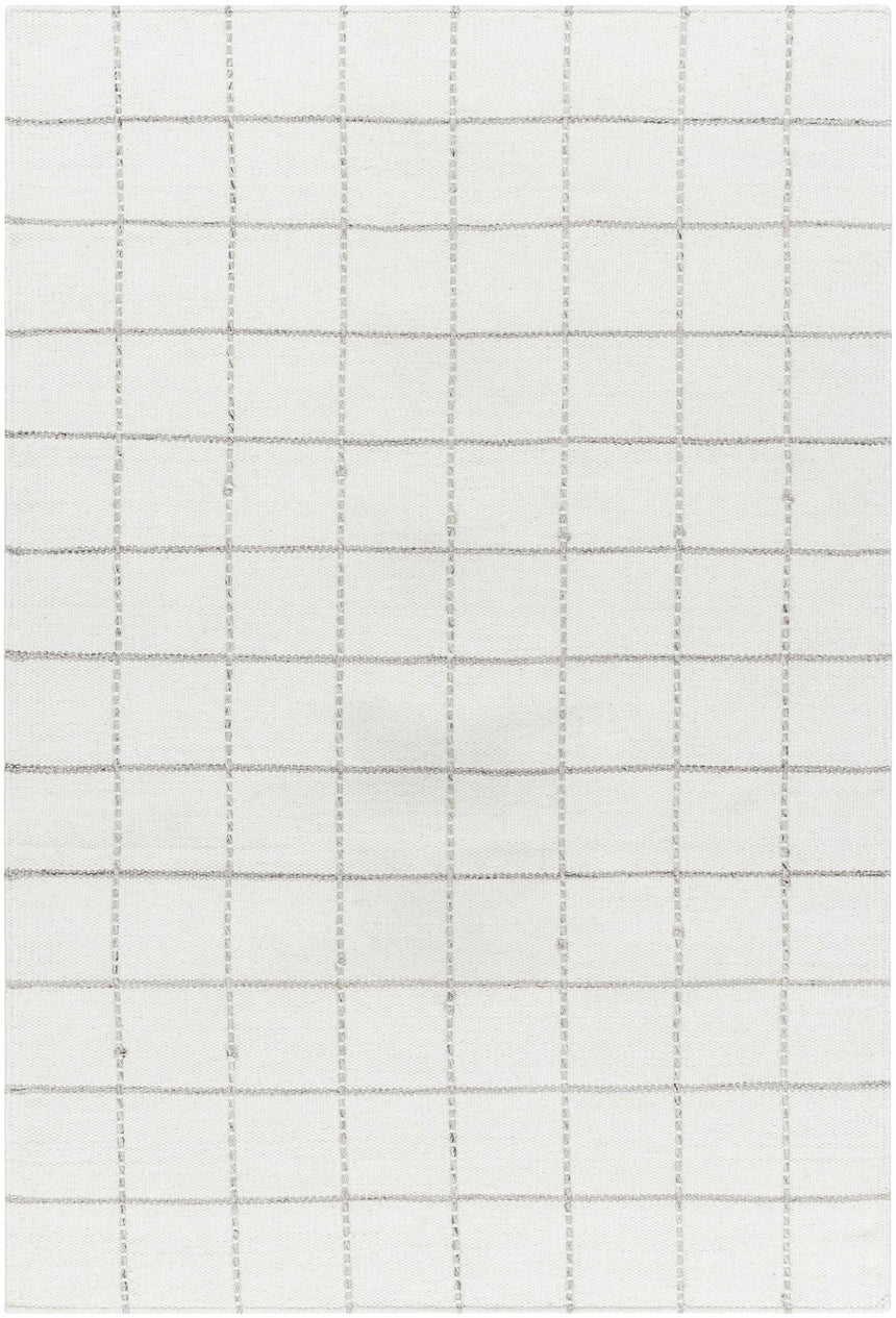 Nissa White Gray Checkered Wool Rug