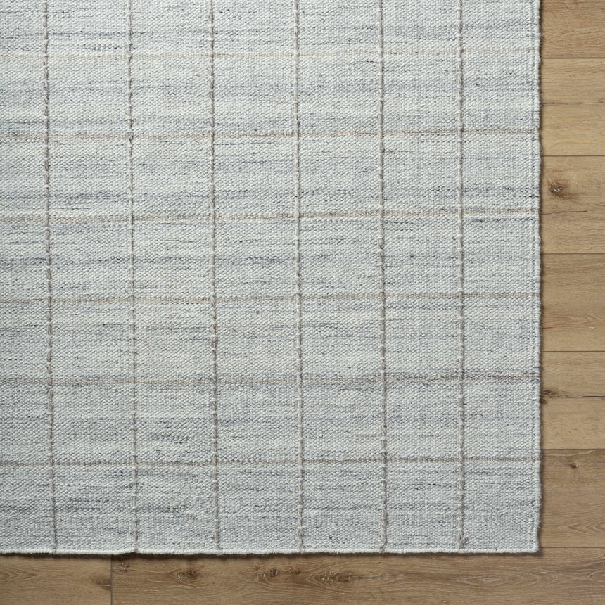 Nissa Light Gray Checkered Wool Rug