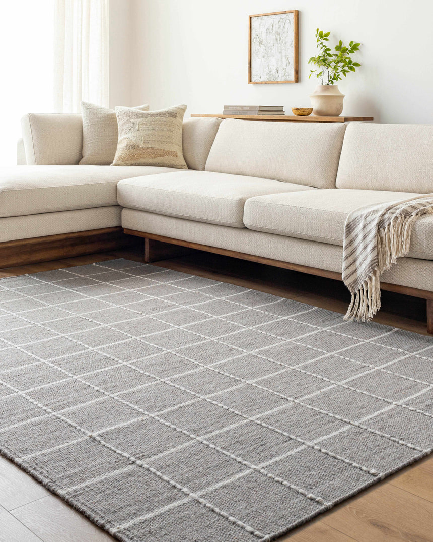 Nissa Gray Checkered Wool Rug