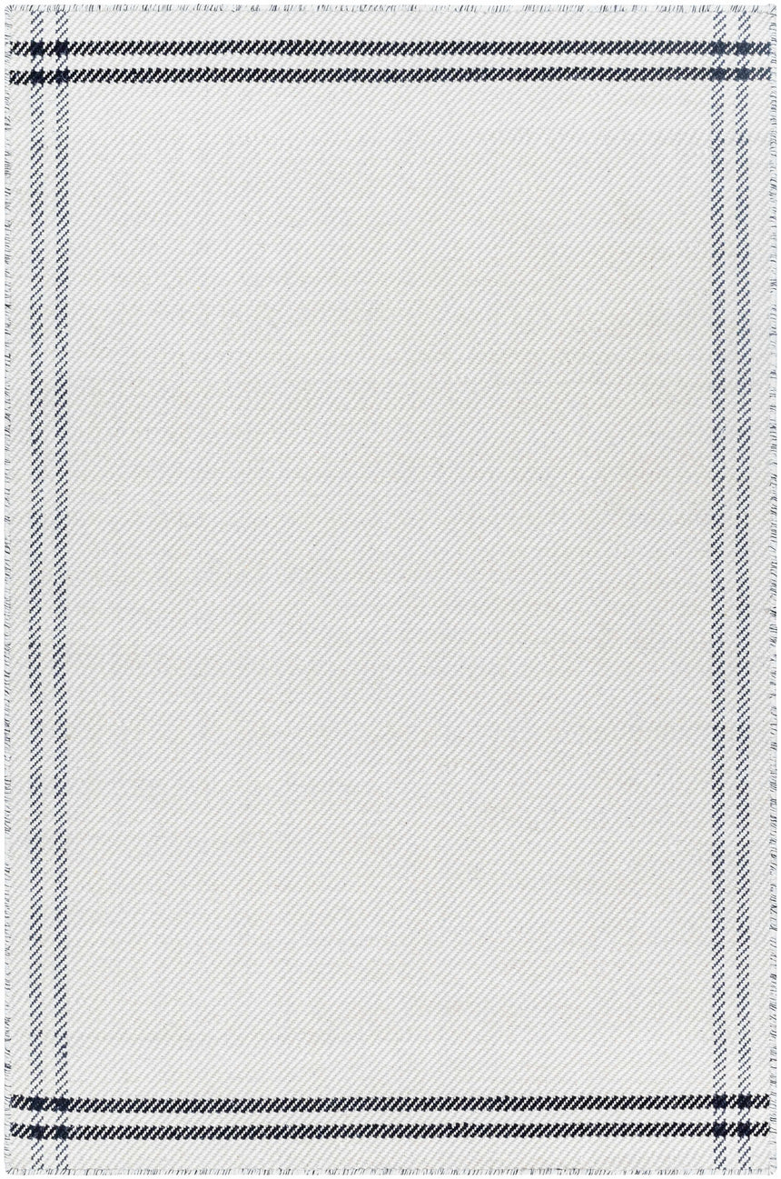 Nimue Cream & Blue Bordered Area Rug - Clearance