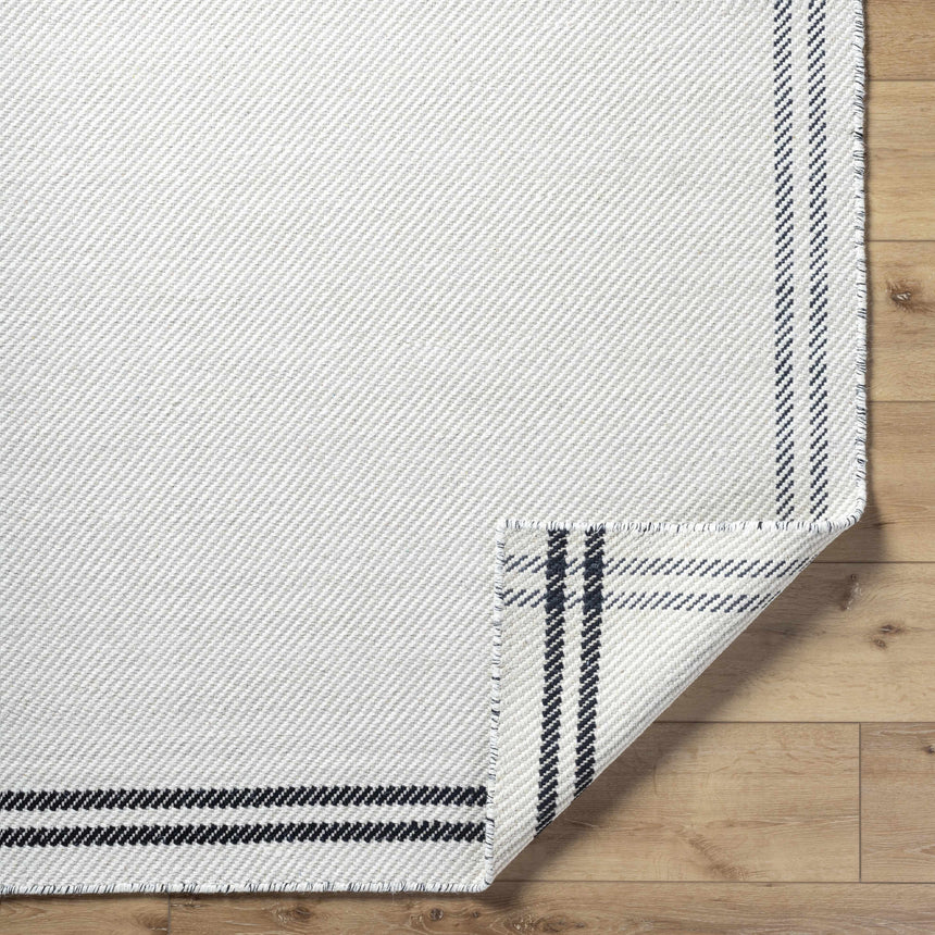 Nimue Cream & Blue Bordered Area Rug - Clearance