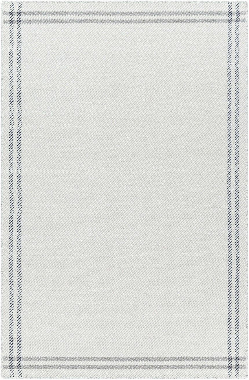 Nimue Cream & Charcoal Bordered Area Rug - Clearance