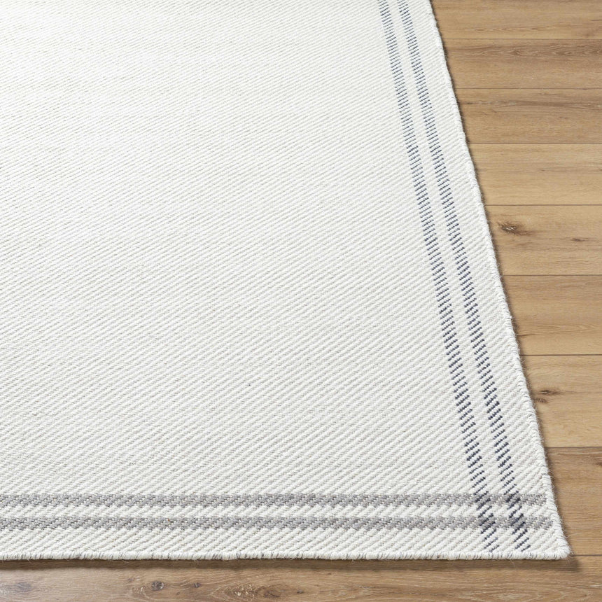 Nimue Cream & Charcoal Bordered Area Rug - Clearance