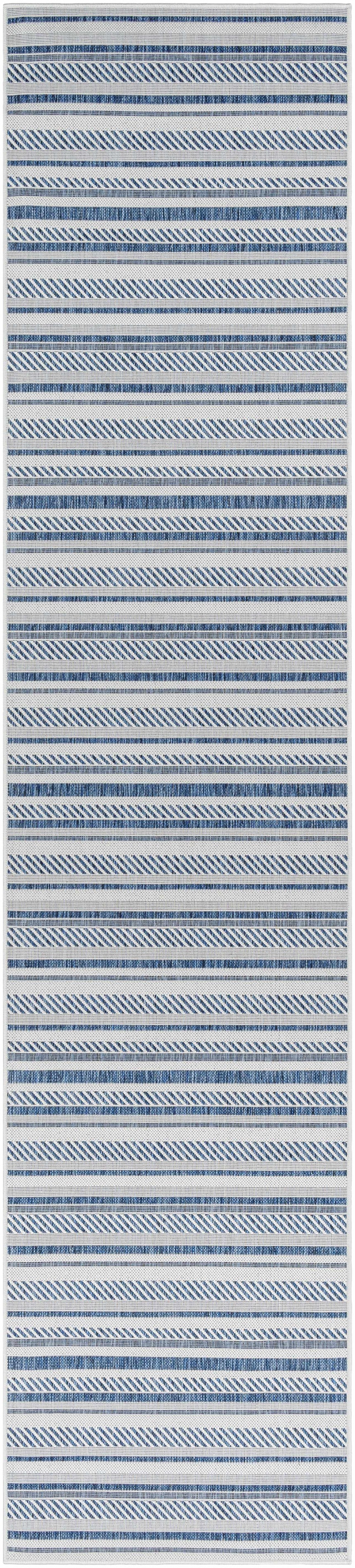 Olin White&Blue Striped Nordic Rug