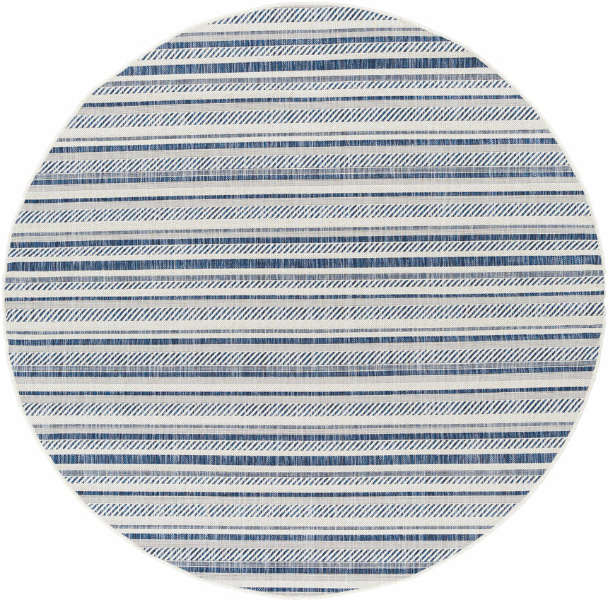 Olin White&Blue Striped Nordic Rug