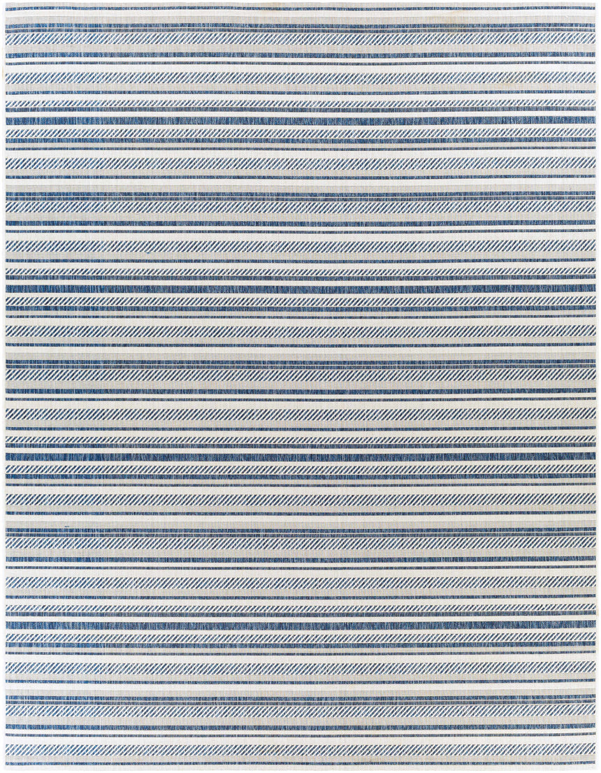 Olin White&Blue Striped Nordic Rug