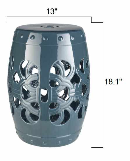 Teal Blue Lattice Ceramic Outdoor Stool