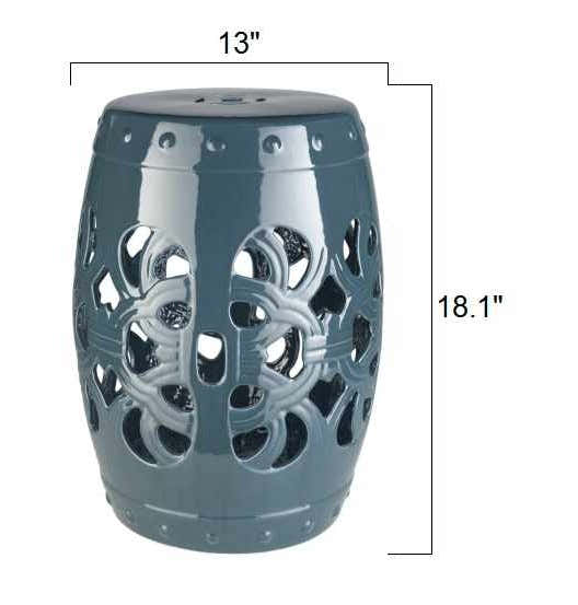 Teal Blue Lattice Ceramic Outdoor Stool