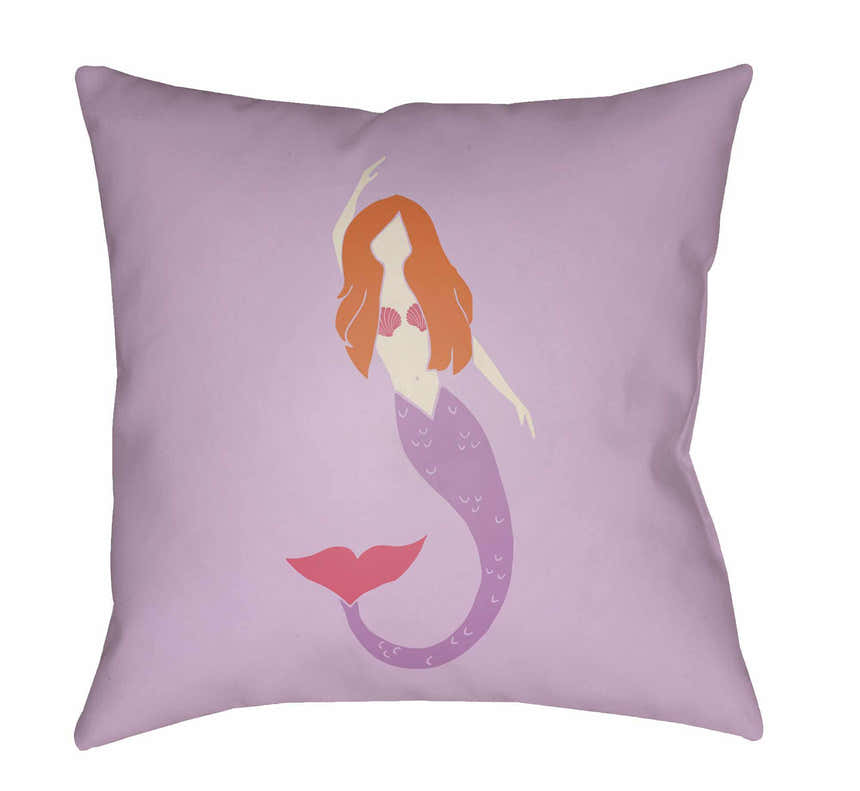 Kids Mermaid Decorative Nursery Pink Outdoor Throw Pillow