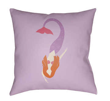 Kids Mermaid Decorative Nursery Pink Outdoor Throw Pillow