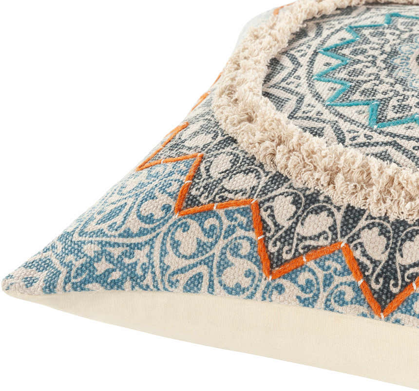 Pajo Blue Mandala Fringe Throw Pillow