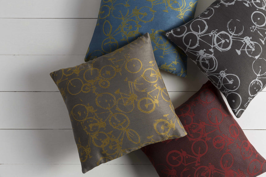 Wilmar Red Bicycle Print Throw Pillow - Clearance