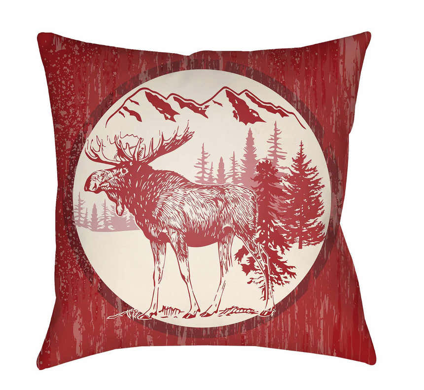 Palacpalac Rustic Moose Lodge Outdoor Throw Pillow