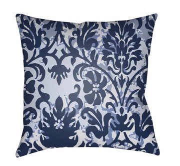 Polloc Blue Damask Floral Outdoor Throw Pillow