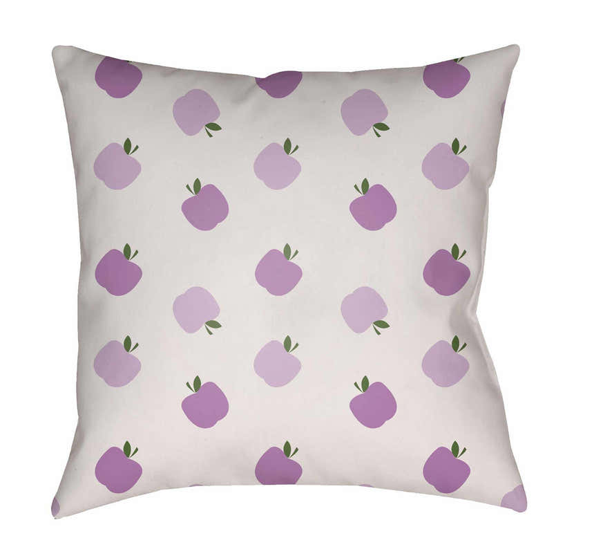 Kids Purple Apple Pattern Outdoor Throw Pillow
