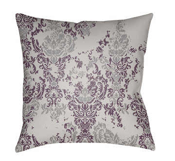 Pongol Ornate Purple Damask Accent Outdoor Pillow