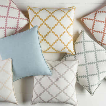 Artemas Beige Diamond White Throw Pillow - Clearance