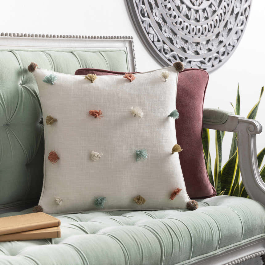 Paradis Pom-Pom Tassel Throw Pillow - Clearance