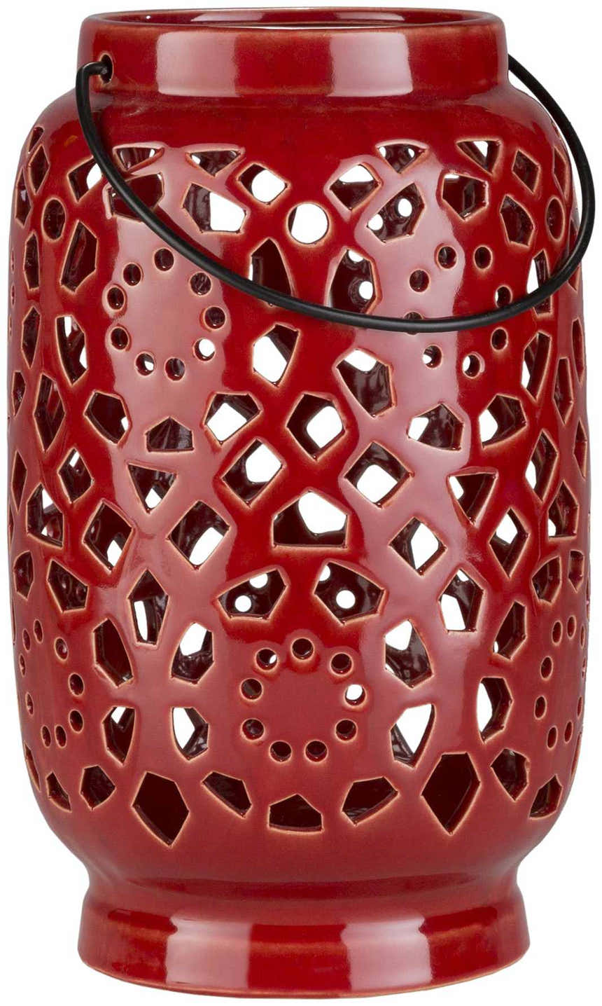 Parkerton Red Geometric Outdoor Ceramic Lantern