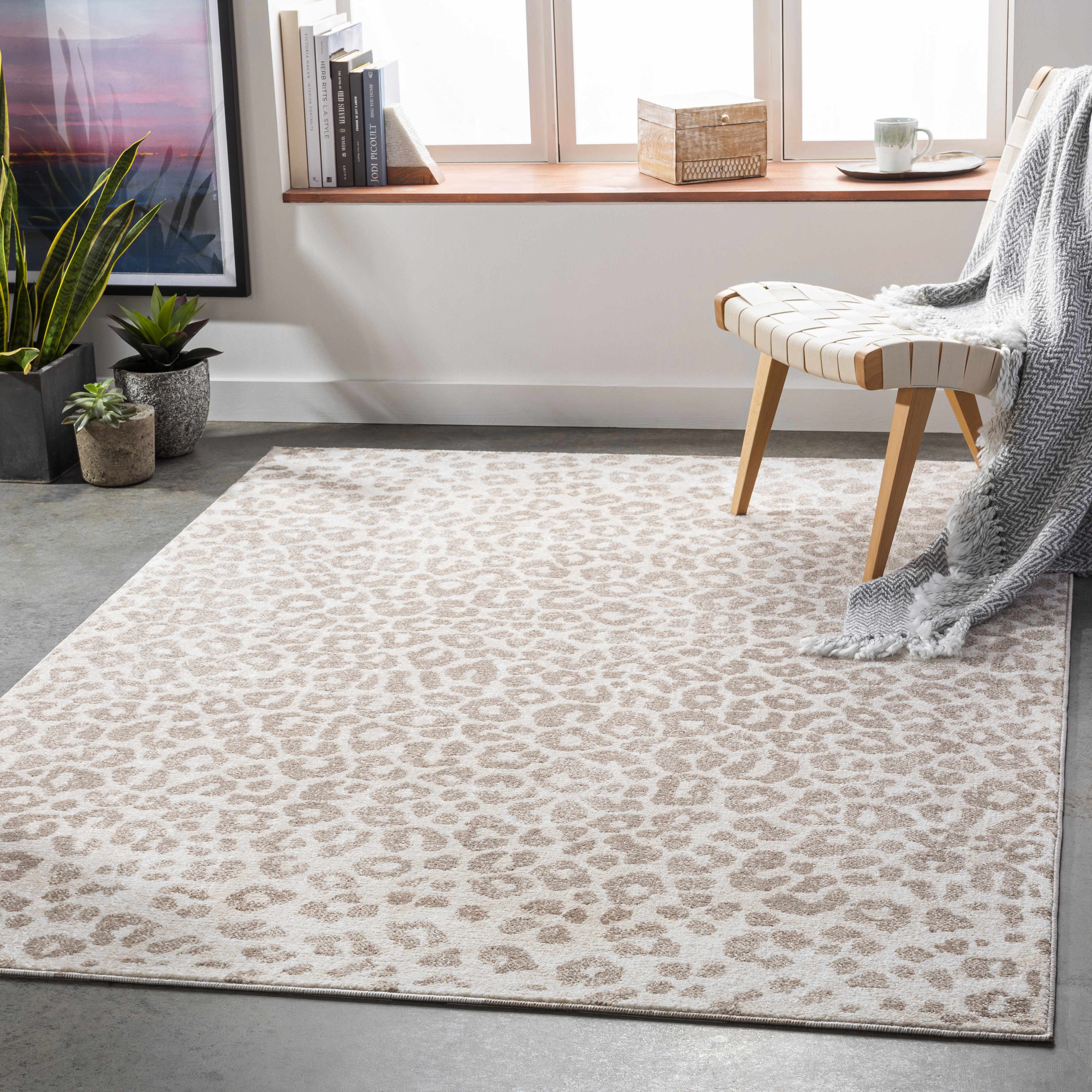 Leopard Print Round Area Rug 4ft Washable Outdoor Indoor Carpet R