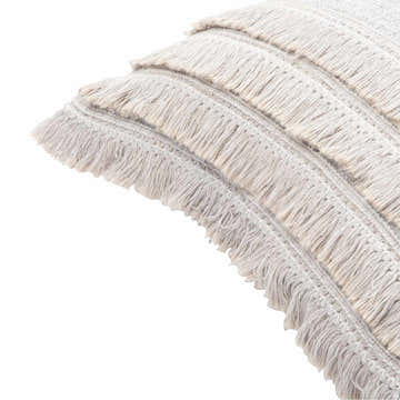 Pototan Light Gray Fringe Texture Throw Pillow - Clearance