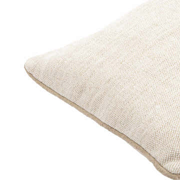 Lunara Cream Raised Ribbed Horizontal Stripe Cottage Country Linen Lumbar Pillow