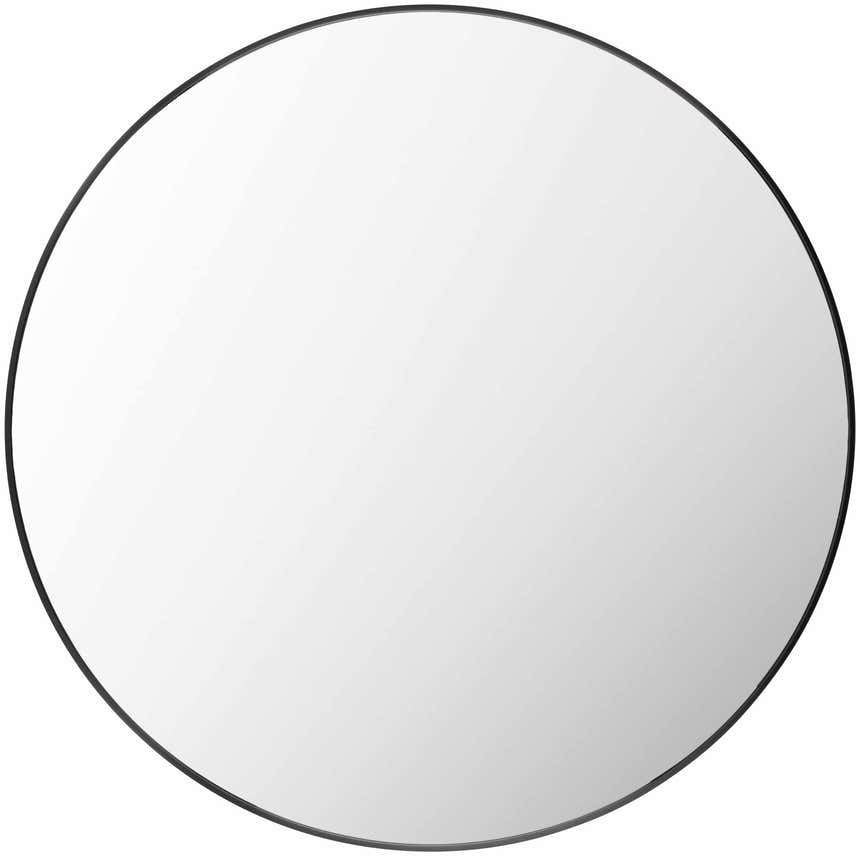 Round Mirror with Black Aluminum Frame