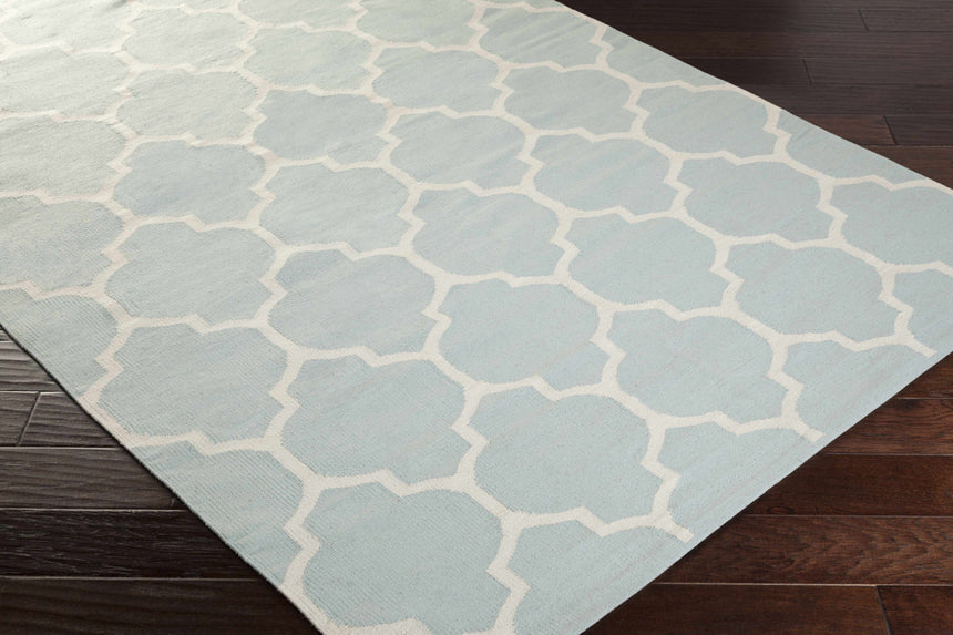 Ragan Ice Blue Trellis Cotton Rug - Clearance