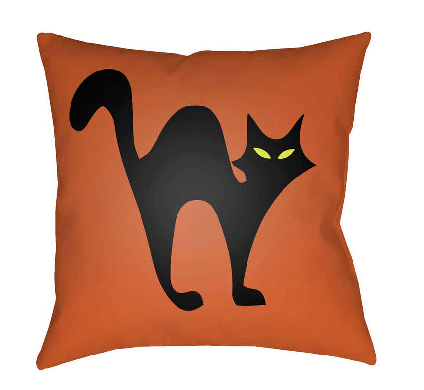 Halloween Cat Red Outdoor Throw Pillow