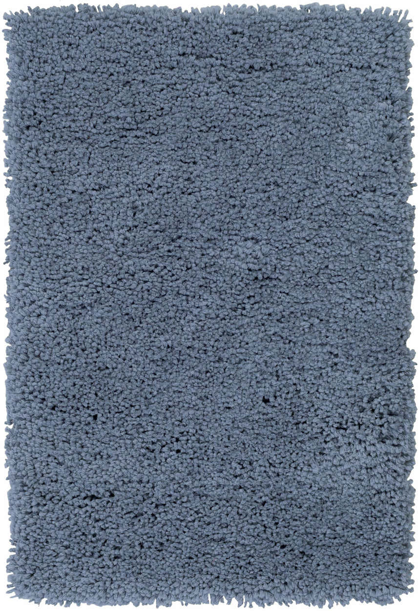 Close-up of the teal Rocklake Clearance Rug, a hand woven shag rug with a soft, textured pile. Design-Rectangle-23