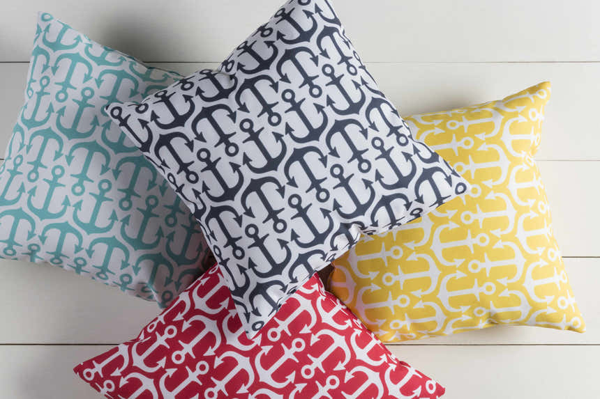 Guintubhan Yellow Anchor Pattern Accent Outdoor Pillow