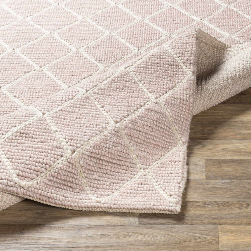 Riceville Pink Trellis Wool&Viscose Rug - Clearance