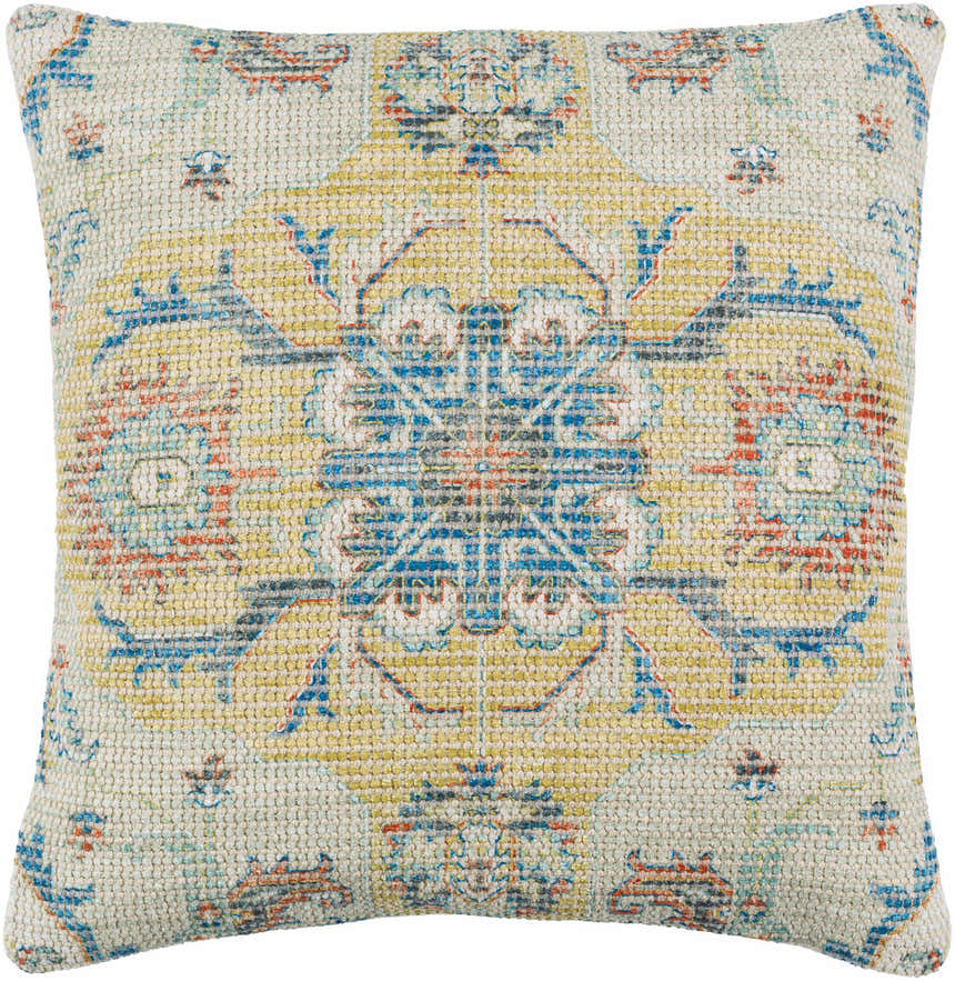 Solvani Yellow Raised Woven Linear Texture Global Bohemian Cotton Lumbar Pillow with Knotted Tassels - Clearance