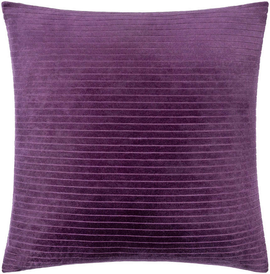 Pluvia Plum Horizontal Ribbed Stripe Modern Cotton Velvet Accent Pillow - Clearance