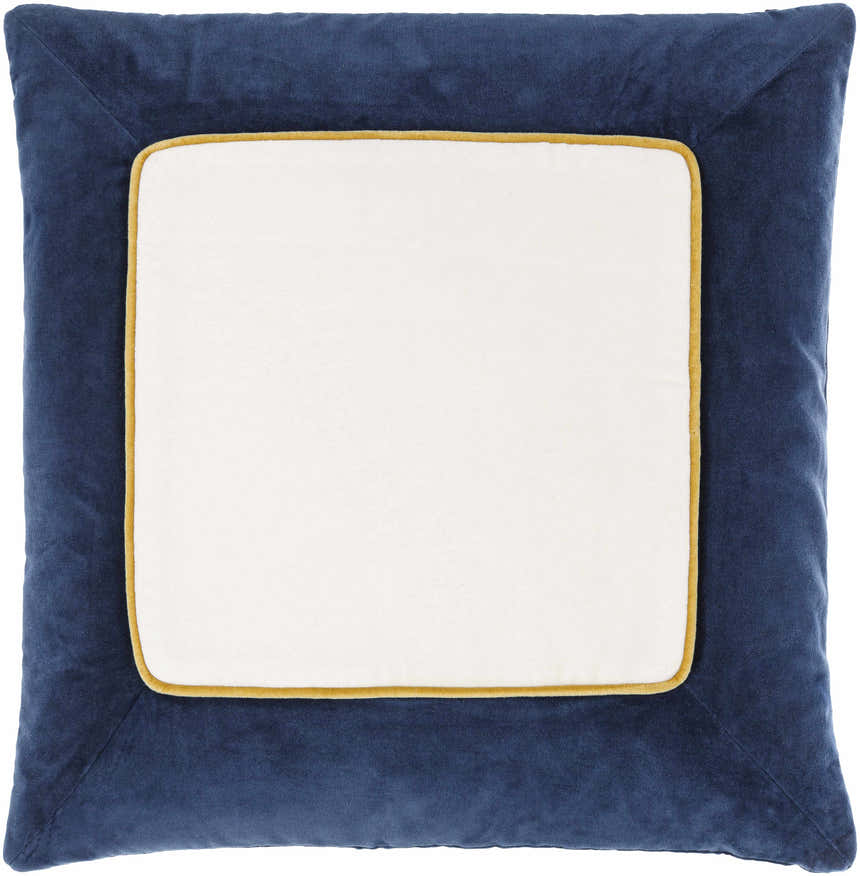 Rahiq Navy Blue Border Cotton Throw Pillow