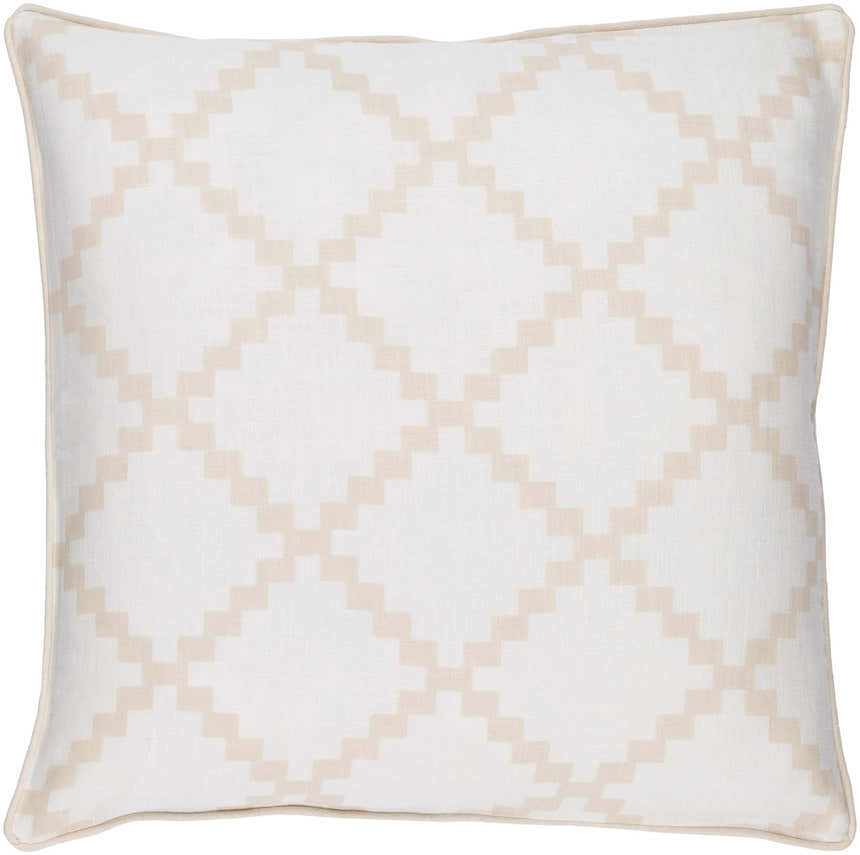 Artemas Beige Diamond White Throw Pillow - Clearance
