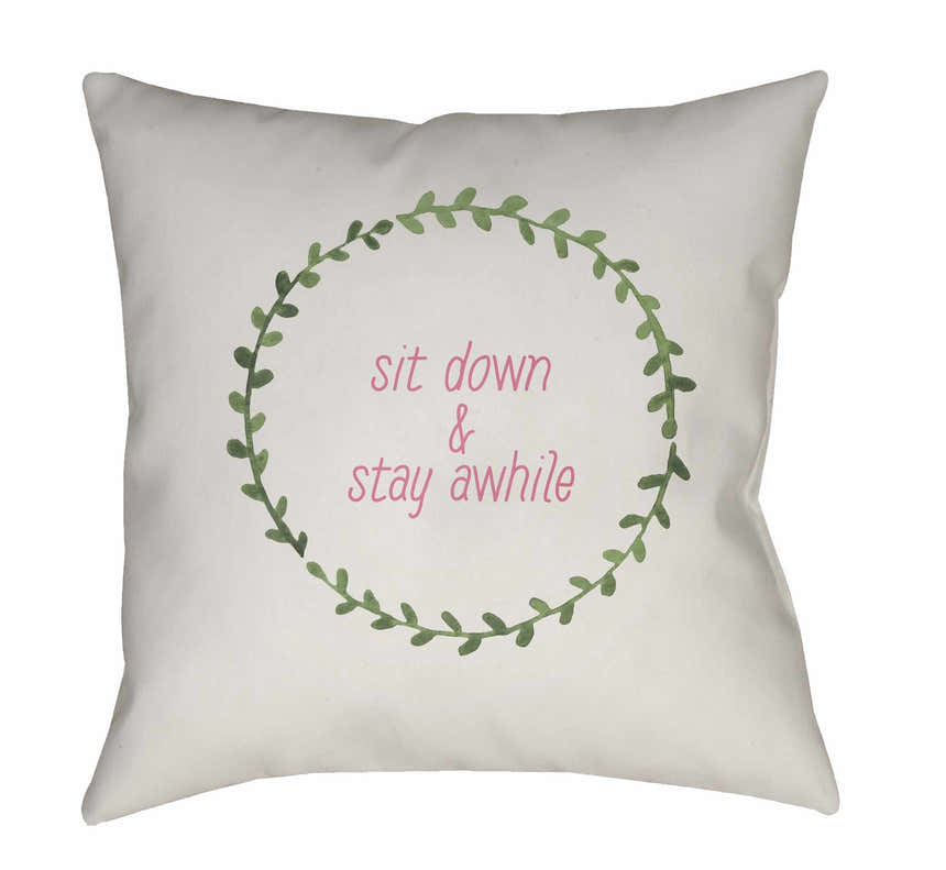Ronni White Leaf Wreath Accent Outdoor Pillow