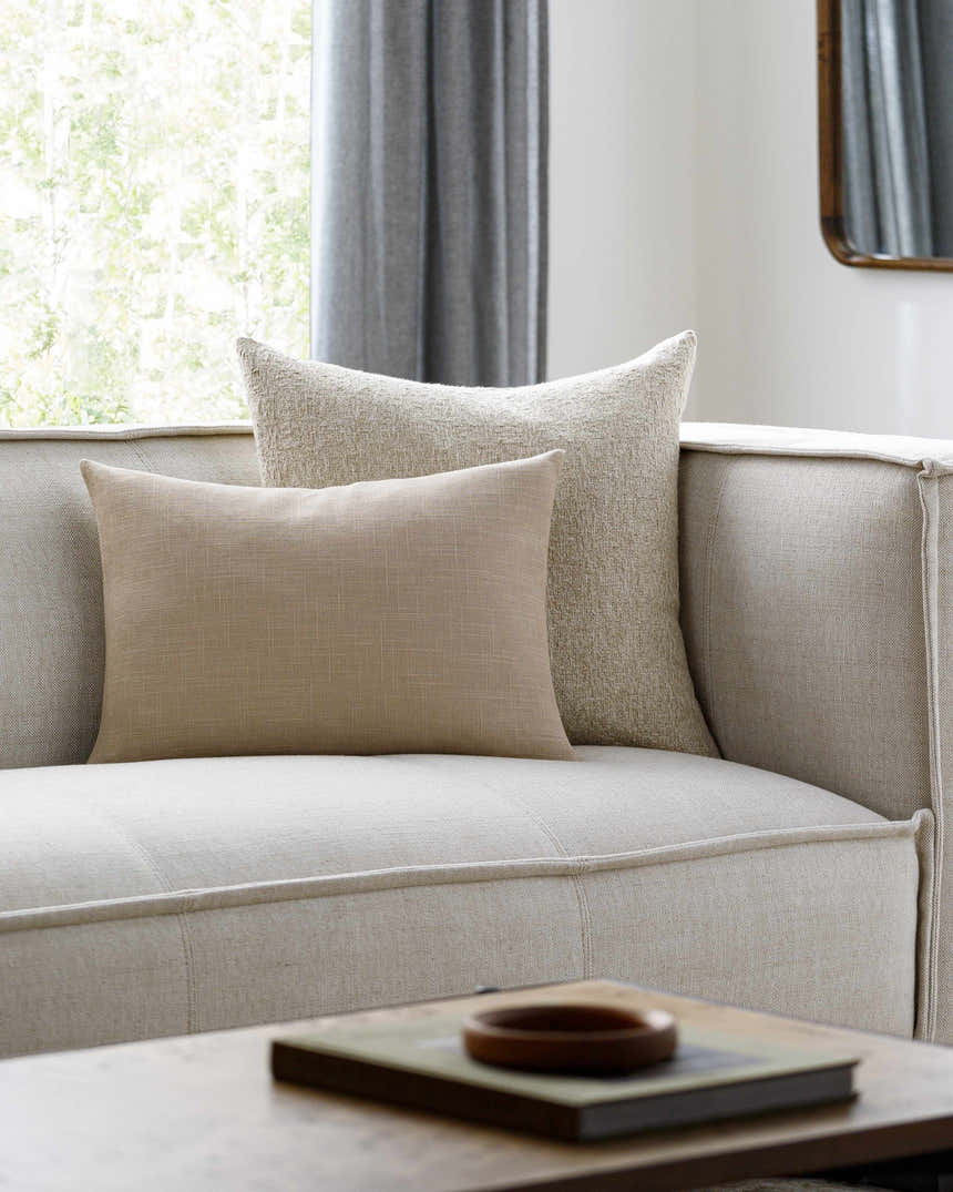 Royce Tan Textured Throw Pillow - Clearance