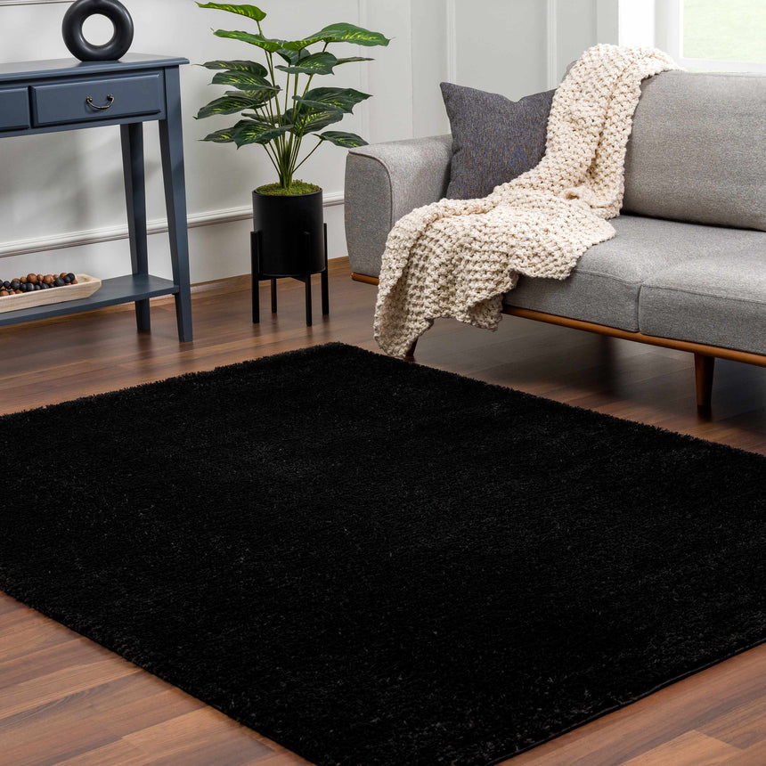 Heavenly Solid Black Plush Rug - Clearance